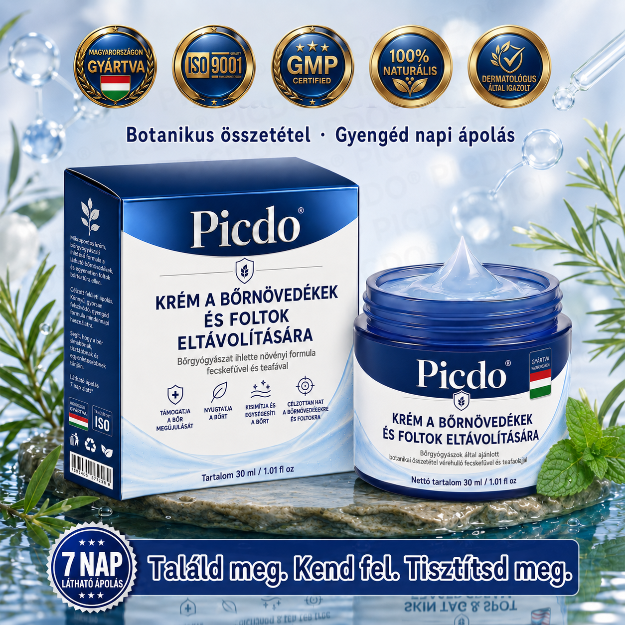 🔥 Picdo® 7 napos Bőrnövedék- és Foltápoló Krém | 🌿 Célzott Növényi Formula | ✨ Simább Bőr | 🇭🇺 Magyarországon gyártva