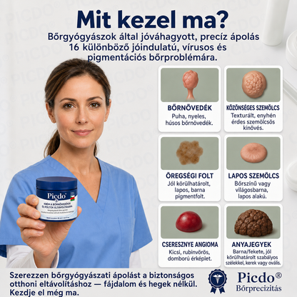🔥 Picdo® 7 napos Bőrnövedék- és Foltápoló Krém | 🌿 Célzott Növényi Formula | ✨ Simább Bőr | 🇭🇺 Magyarországon gyártva