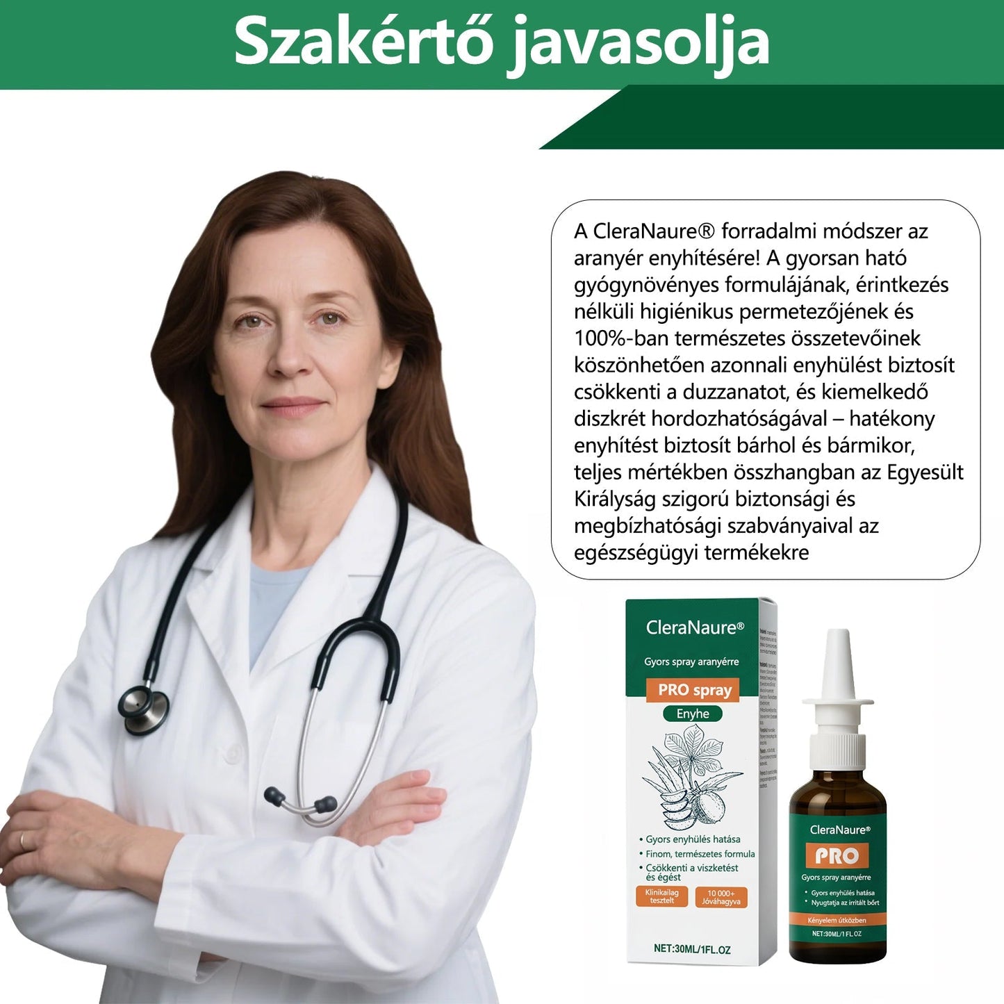 CleraNaure® Gyors Hatású Aranyér PRO Spray 🌿 – Természetes Növényi Formula a Kényelmesebb Ülésért és Mozgásért 🎁