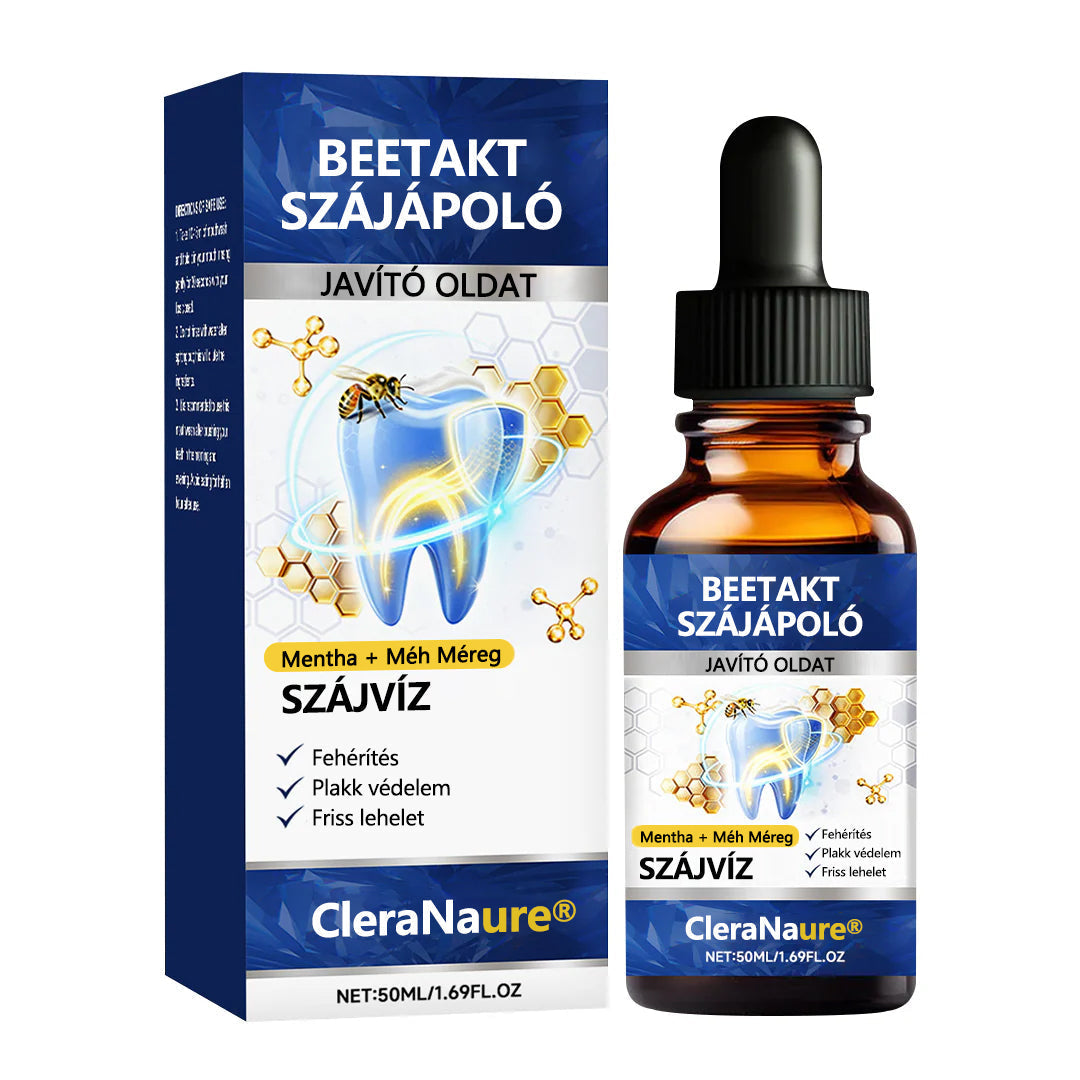 🐝 CleraNaure® BeeTakt Prémium Méhméreg Szájápoló Javító Oldat 🦷 – Q10, Hialuronsav és Természetes Növényi Formula az Egészséges Ínyért és Erősebb Mosolyért