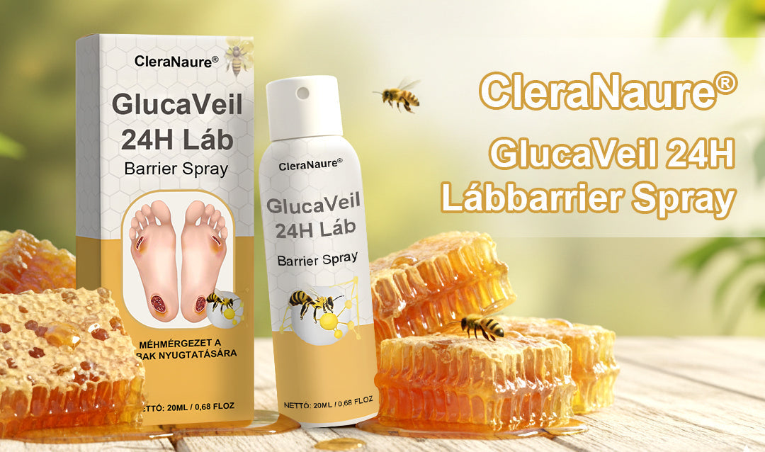 CleraNaure® GlucaVeil 24H Lábvédő Spray 🌿 – Természetes Védőformula Érzékeny és Száraz Láb Bőrének Mindennapi Ápolására 🦶