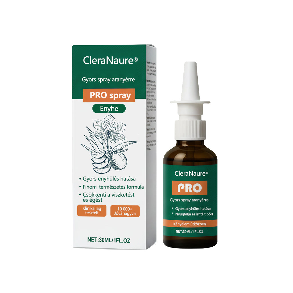 CleraNaure® Gyors Hatású Aranyér PRO Spray 🌿 – Természetes Növényi Formula a Kényelmesebb Ülésért és Mozgásért 🎁