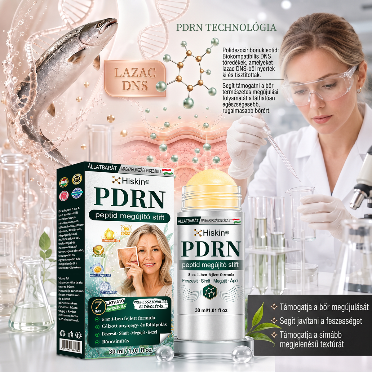 𝐇𝐢𝐬𝐤𝐢𝐧® PDRN Peptide Renewal Stick – Fejlett PDRN Peptid Bőrmegújító Stift | ✨ Ráncok, Sötét Foltok & Laza Bőr Célzott Ápolása | 💎 Feszesebb, Simább & Egyenletesebb Megjelenés | 🎯 Arcra & Testre |