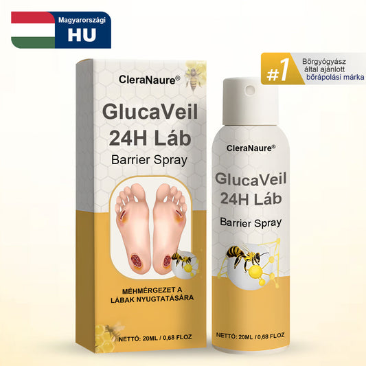 CleraNaure® GlucaVeil 24H Lábvédő Spray 🌿 – Természetes Védőformula Érzékeny és Száraz Láb Bőrének Mindennapi Ápolására 🦶