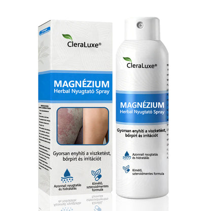CleraNature® Magnéziumos Gyógyfüves Bőrnyugtató Spray ✨ – Természetes Növényi Formula Száraz, Érzékeny és Problémás Bőr Mindennapi Ápolására 🌿