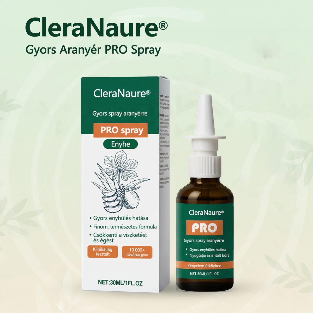 CleraNaure® Gyors Hatású Aranyér PRO Spray 🌿 – Természetes Növényi Formula a Kényelmesebb Ülésért és Mozgásért 🎁