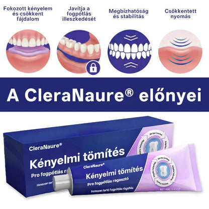 🦷 CleraNaure® Comfort Seal Pro Denture Fixative Adhesive – ⏳ 96-Hour Long-Lasting Denture Grip | 🔒 Custom Comfort Seal Technology | 💧 Waterproof Hold Without Sticky Residue