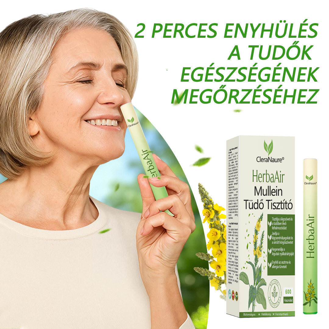 CleraNaure® HerbaAir Mullein Kivonatos Orrinhalátor ⭐ Természetes Gyógynövényes Formula Mindennapi Használatra 🔥