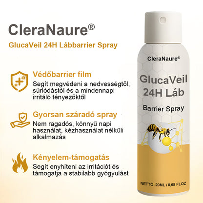 CleraNaure® GlucaVeil 24H Lábvédő Spray 🌿 – Természetes Védőformula Érzékeny és Száraz Láb Bőrének Mindennapi Ápolására 🦶