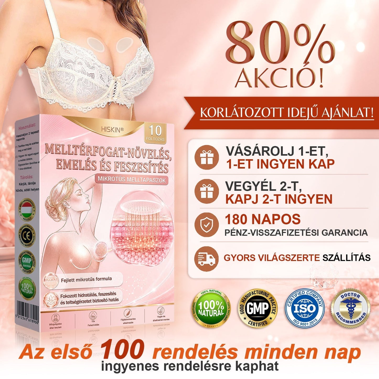 🔥 HISKIN® Nano Mikrotűs Mellvolumen-növelő és Feszesítő Kezelés ✨ Fejlett Nőies Kontúrápoló Rendszer | Kollagénpeptid és Hialuronsav Technológia 🌸
