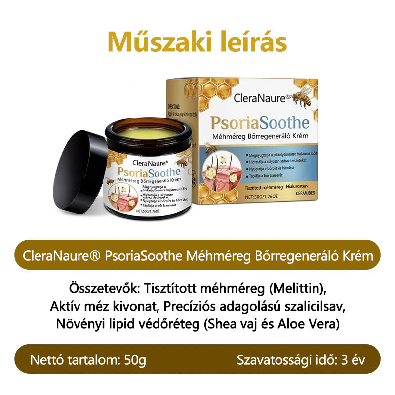 ⚡ 60 Másodperces Viszketéscsillapítás 🐝 CleraNaure® Méhméreg Krém | Természetes Bőrregeneráló Megoldás Pikkelysömörre