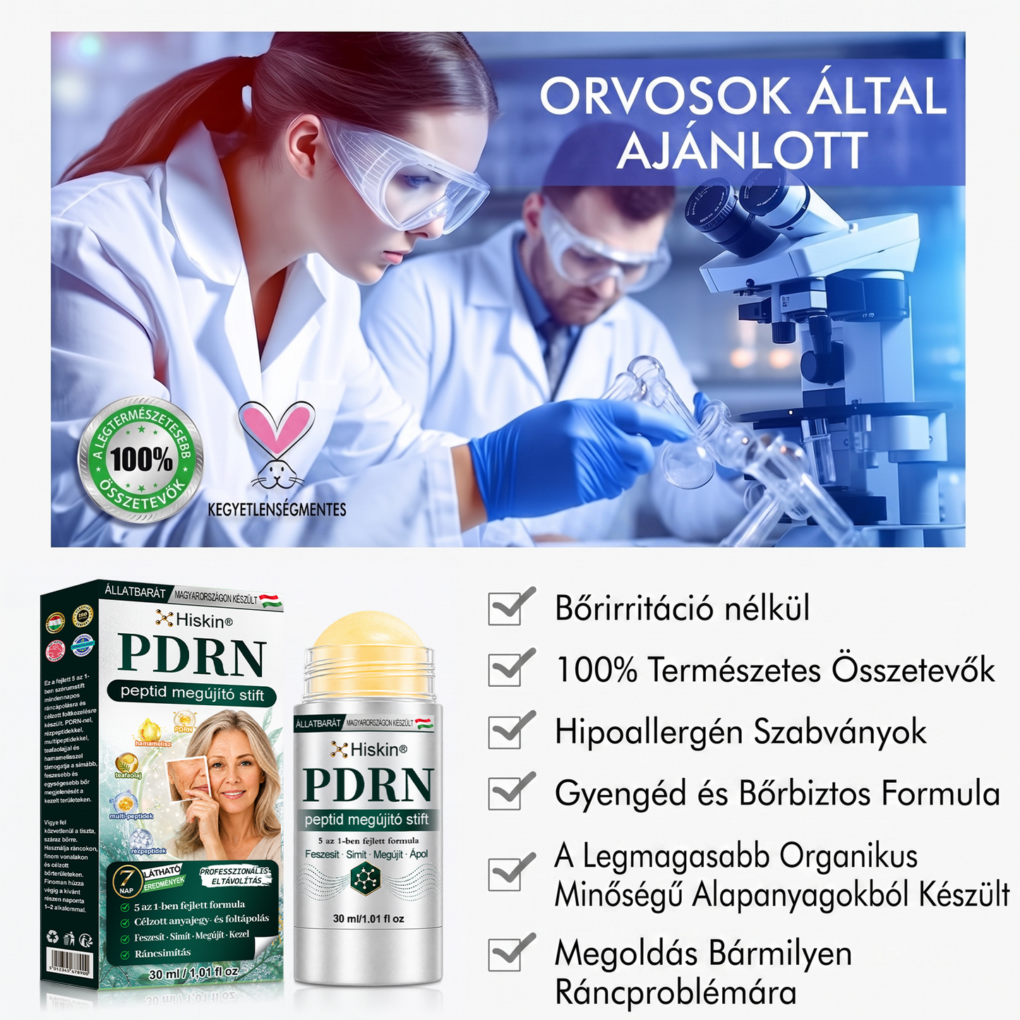 𝐇𝐢𝐬𝐤𝐢𝐧® PDRN Peptide Renewal Stick – Fejlett PDRN Peptid Bőrmegújító Stift | ✨ Ráncok, Sötét Foltok & Laza Bőr Célzott Ápolása | 💎 Feszesebb, Simább & Egyenletesebb Megjelenés | 🎯 Arcra & Testre |