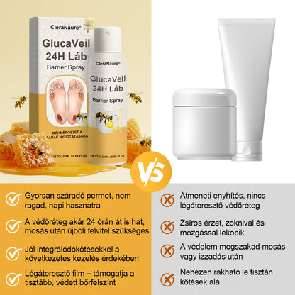 CleraNaure® GlucaVeil 24H Lábvédő Spray 🌿 – Természetes Védőformula Érzékeny és Száraz Láb Bőrének Mindennapi Ápolására 🦶