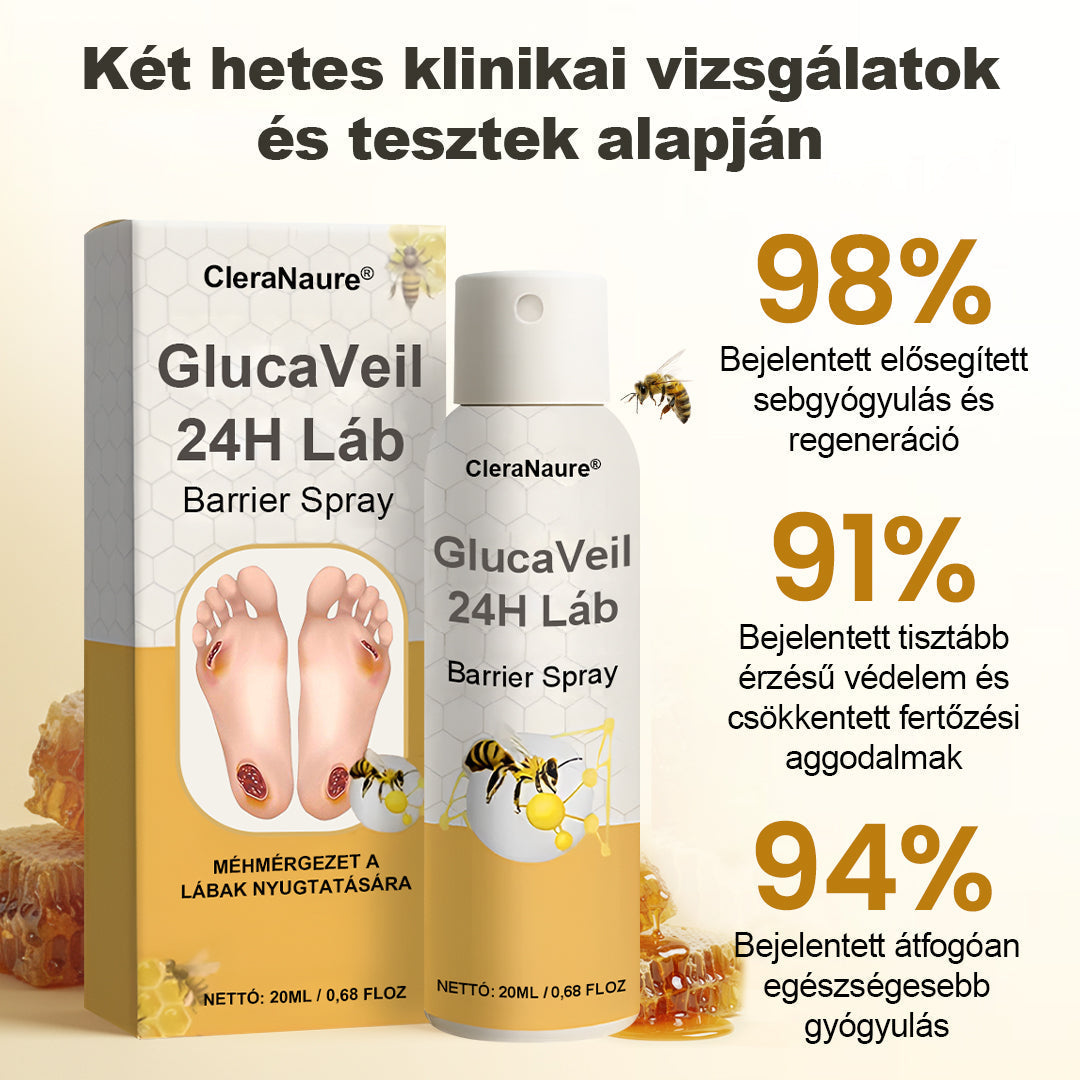 CleraNaure® GlucaVeil 24H Lábvédő Spray 🌿 – Természetes Védőformula Érzékeny és Száraz Láb Bőrének Mindennapi Ápolására 🦶