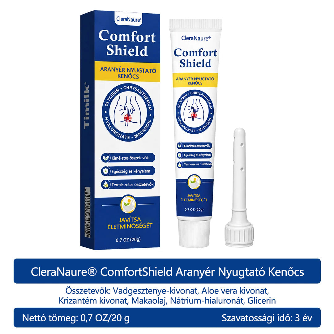 🔥 CleraNaure® ComfortShield Aranyér Nyugtató Kenőcs | Égő, Viszkető & Irritált Bőr Nyugtatására | 🌿 6 Összetevős Komplex | 🛡️ Mindennapi Védő Ápolás