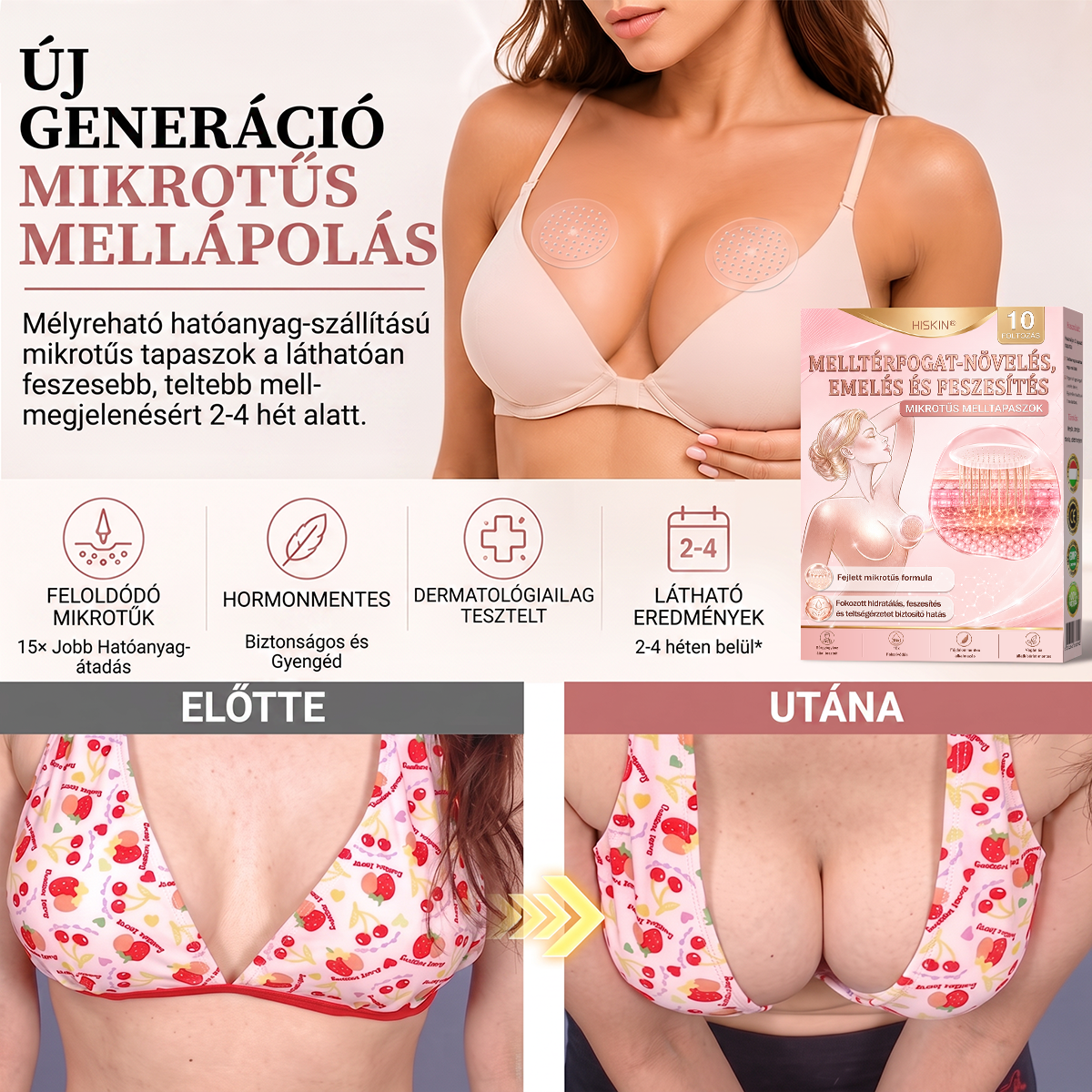 🔥 HISKIN® Nano Mikrotűs Mellvolumen-növelő és Feszesítő Kezelés ✨ Fejlett Nőies Kontúrápoló Rendszer | Kollagénpeptid és Hialuronsav Technológia 🌸
