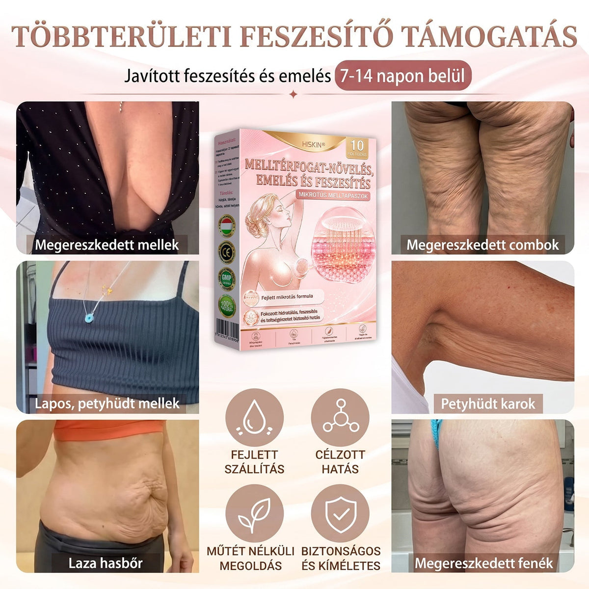🔥 HISKIN® Nano Mikrotűs Mellvolumen-növelő és Feszesítő Kezelés ✨ Fejlett Nőies Kontúrápoló Rendszer | Kollagénpeptid és Hialuronsav Technológia 🌸